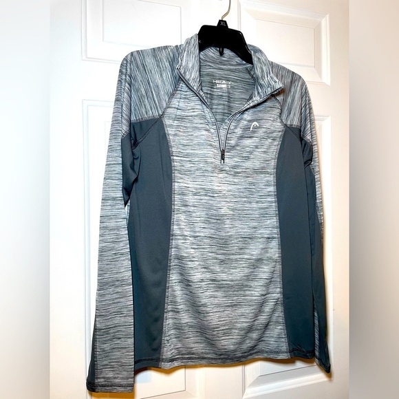 Head Tops - Head Womans Long Sleeve 1/2 Zip Top Sz Large NWT 2 Tone Heather Gray Dri Motion